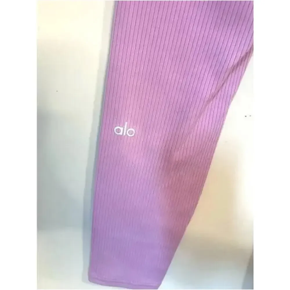 Alo Yoga Seamless High-waist Ribbed Legging 7/8 in Lavender sz. S - Picture 5 of 6